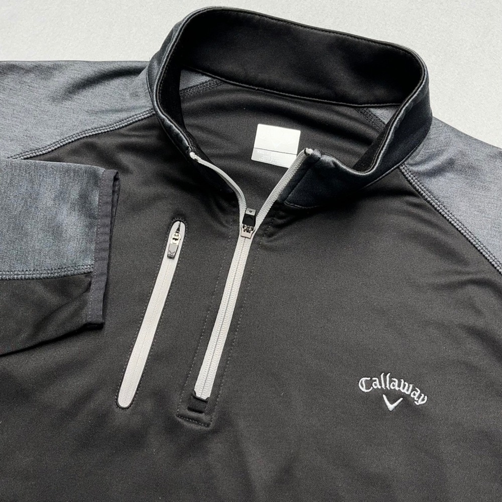 Callaway men performance Pullover 1/4 Zip Long Sleeve Black‎ Gray XXL Athleisure